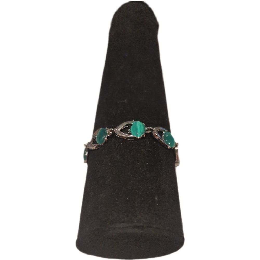 Silver and Green Bracelet